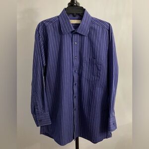 Michael Kors Men’s Blue Pinstripe Button Down Shirt – Size XL